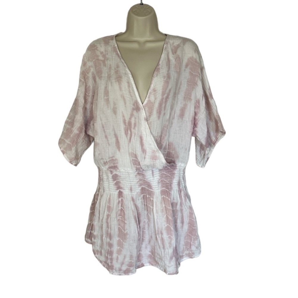 Anthropologie Stark X pink and white oversized shirt size M